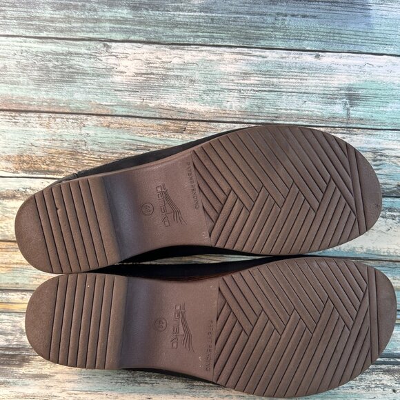 Dansko Bev Clogs Womens 10.5-11 Black Nubuck Leather Slip On Casual Comfort Shoe - Picture 8 of 12